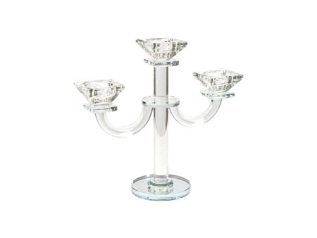 Candle Holder Romimex Transparent Glass 22 x 24 x 9 cm Supply