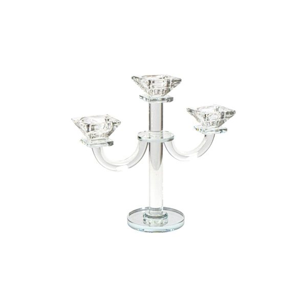 Candle Holder Romimex Transparent Glass 22 x 24 x 9 cm Supply