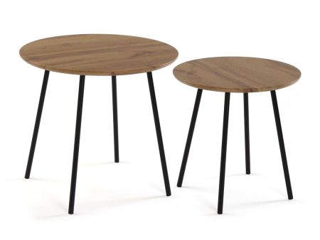 Set of 2 tables Versa Metal MDF Wood 50 x 49 x 50 cm (2 Units) For Sale