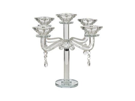 Candle Holder Romimex Transparent Glass 23 x 28 x 23 cm on Sale