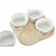 Appetizer Set DKD Home Decor Multicolour Natural Bamboo Plastic Stoneware Tropical 19,7 x 19,7 x 1 cm (5 pcs) For Discount