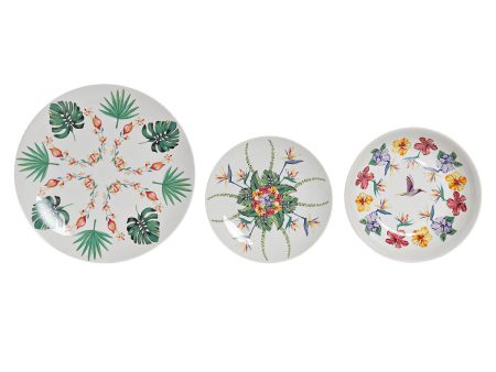 Dinnerware Set DKD Home Decor White Multicolour Porcelain Tropical 18 Pieces on Sale