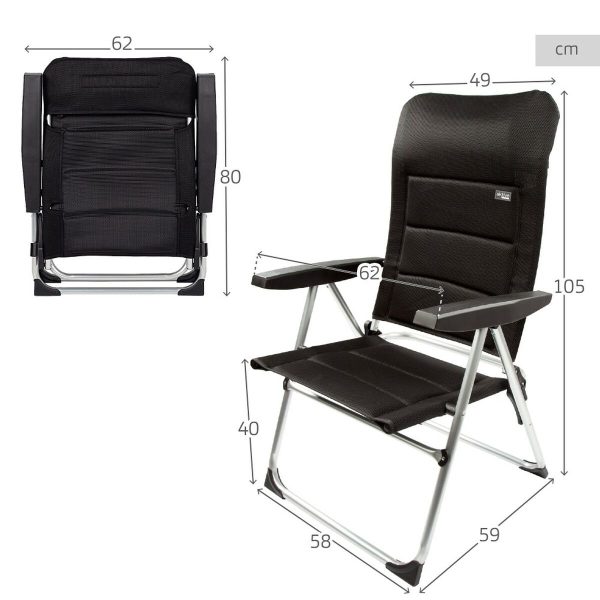 Beach Chair Aktive Deluxe Foldable Black 49 x 105 x 59 cm (2 Units) Fashion