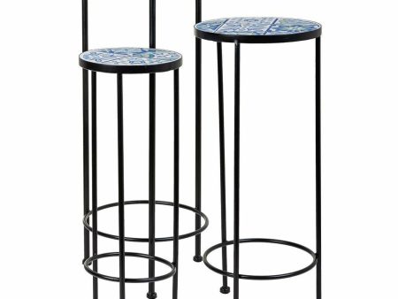 Flower Pot Stand Alexandra House Living Black Iron Tile 30 x 68 x 30 cm 3 Pieces For Sale