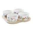 Appetizer Set DKD Home Decor Multicolour Natural Bamboo Plastic Stoneware Tropical 19,7 x 19,7 x 1 cm (5 pcs) For Discount