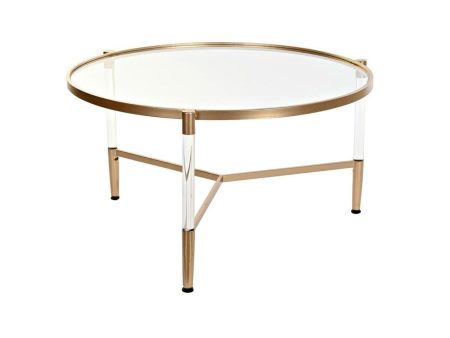 Centre Table DKD Home Decor Glamour Transparent Golden Acrylic Metal 87 x 87 x 50 cm Online Hot Sale