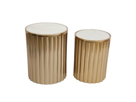 Tables set Romimex White Golden 2 Pieces For Cheap