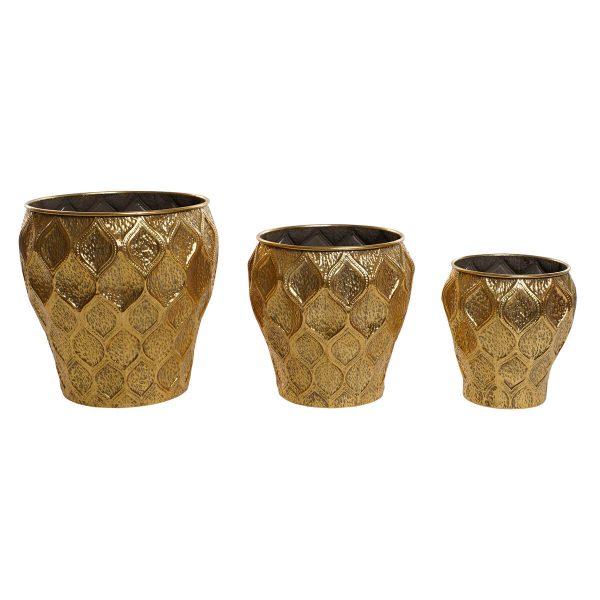 Set of Planters Home ESPRIT Golden Metal Modern 41 x 41 x 41,5 cm (3 Pieces) For Sale