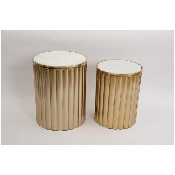 Tables set Romimex White Golden 2 Pieces For Cheap