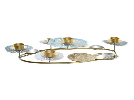 Candle Holder DKD Home Decor Mirror Golden Metal Mint Waterlily (54 x 33 x 8 cm) Online Sale