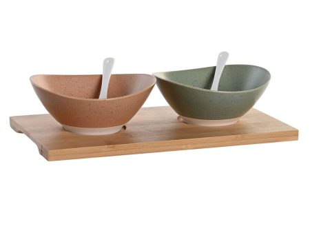 Appetizer Set DKD Home Decor 29 x 15,5 x 1,5 cm Porcelain Multicolour Bamboo Scandinavian Online