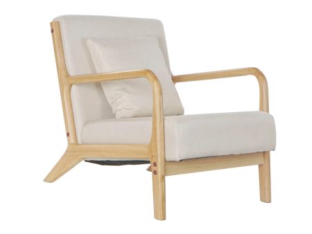 Armchair DKD Home Decor Beige Polyester MDF Wood (65 x 77 x 73 cm) Sale