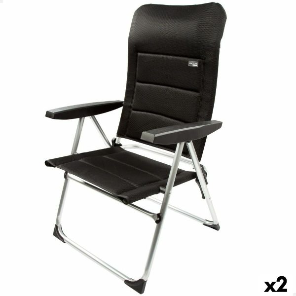 Beach Chair Aktive Deluxe Foldable Black 49 x 105 x 59 cm (2 Units) Fashion