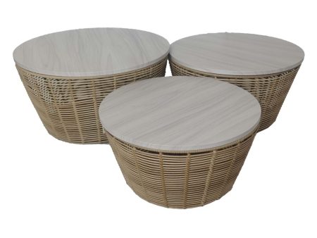 Tables set Romimex Natural 3 Pieces Hot on Sale