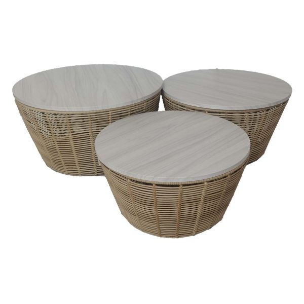 Tables set Romimex Natural 3 Pieces Hot on Sale