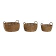 Set of Planters Home ESPRIT Brown Metal Fibre Tropical 34 x 33 x 15 cm Cheap