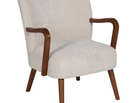 Armchair Beige Natural Polyester Rubber wood Sponge 56 x 56 x 78 cm Online